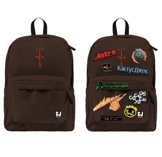 Travis Scott Cactus Jack Backpack With Patch Set Brown Color - - Pinchi